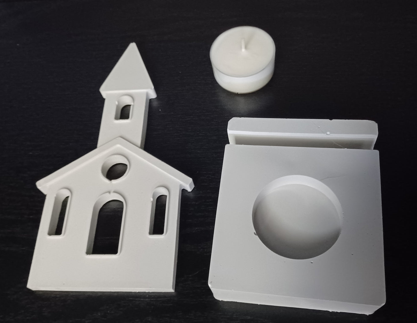 Handmade, Cement, Charming Church Tealight Holder