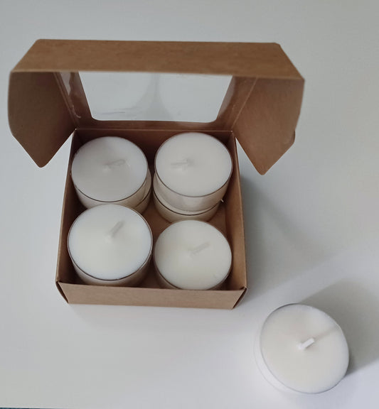 Hand-Poured, Lightly Lemon Scented, Natural Soy Tealights (8 Count)