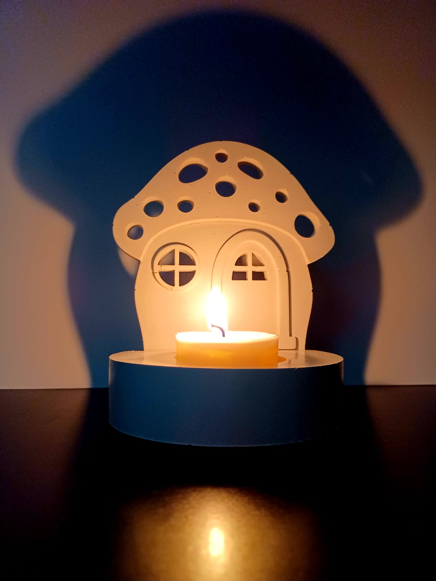 Handmade, Cement, Charming Mushroom Cottage Tealight Holder