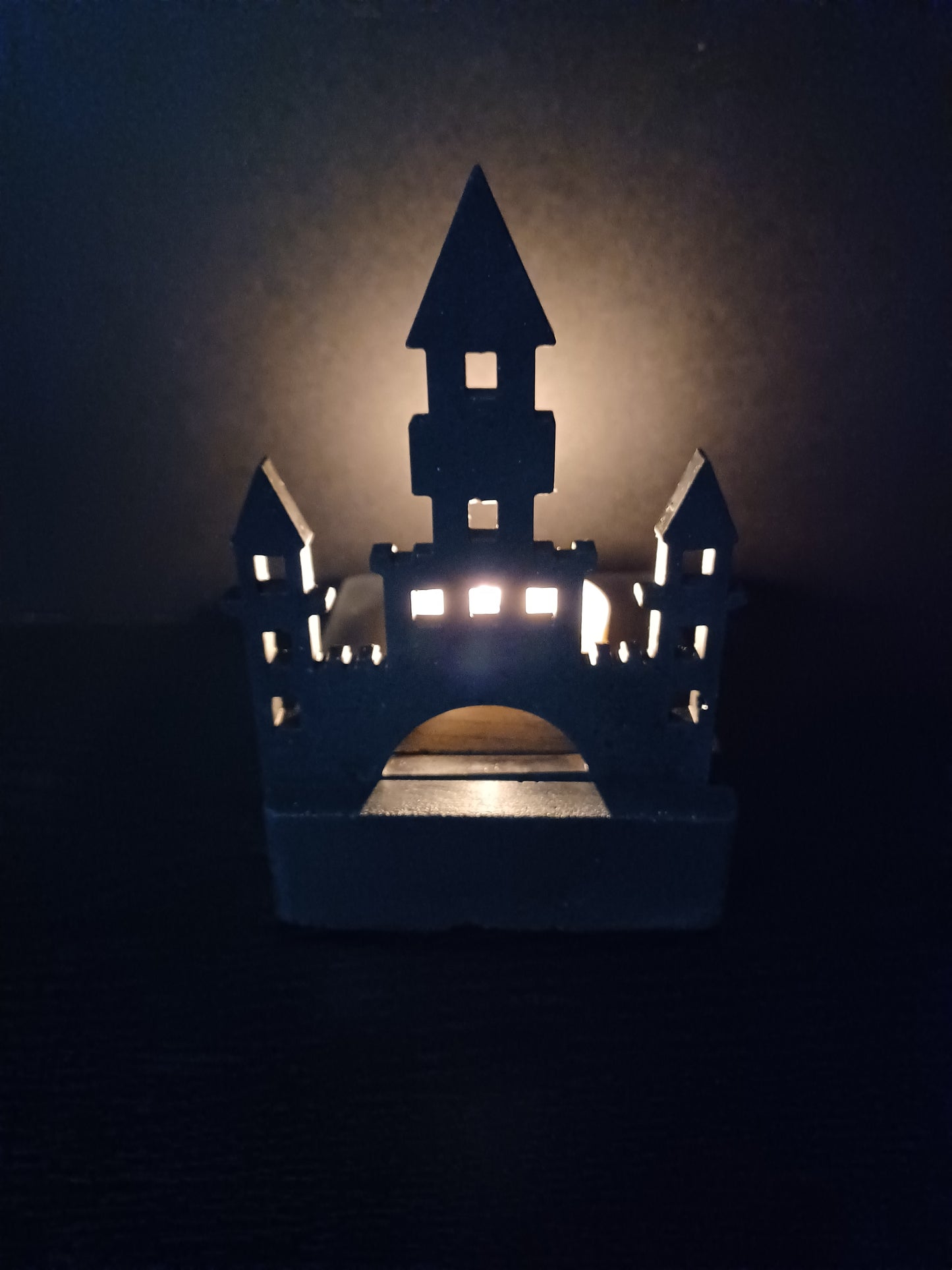 Handmade, Cement, Spooky Castle Tealight Holder