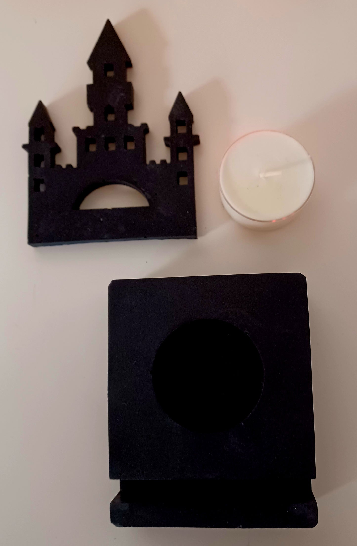 Handmade, Cement, Spooky Castle Tealight Holder