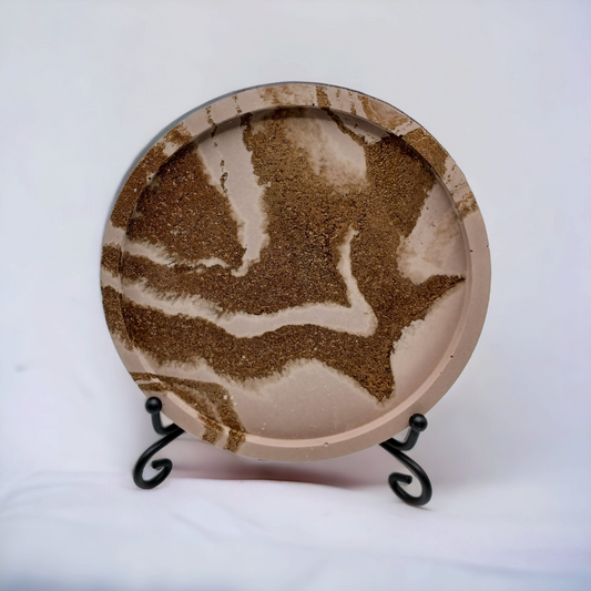 Metallic Chocolate Brown Swirled, Brown, Handmade, Cement, Coaster