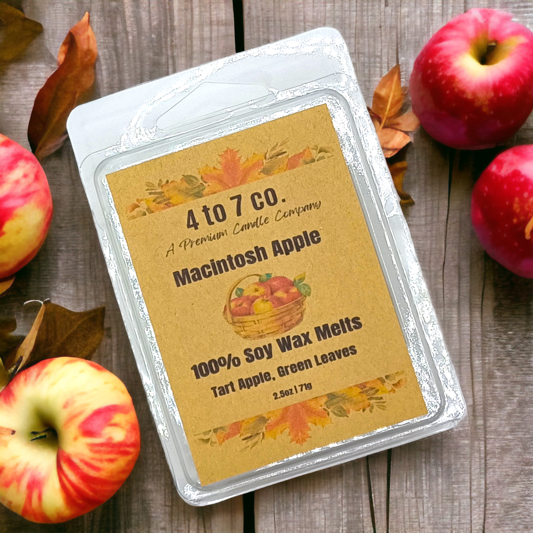 Fall scented hand poured natural soy macintosh apple wax melt 