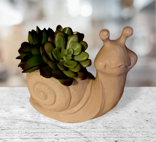 Handmade Cement Snail Planter