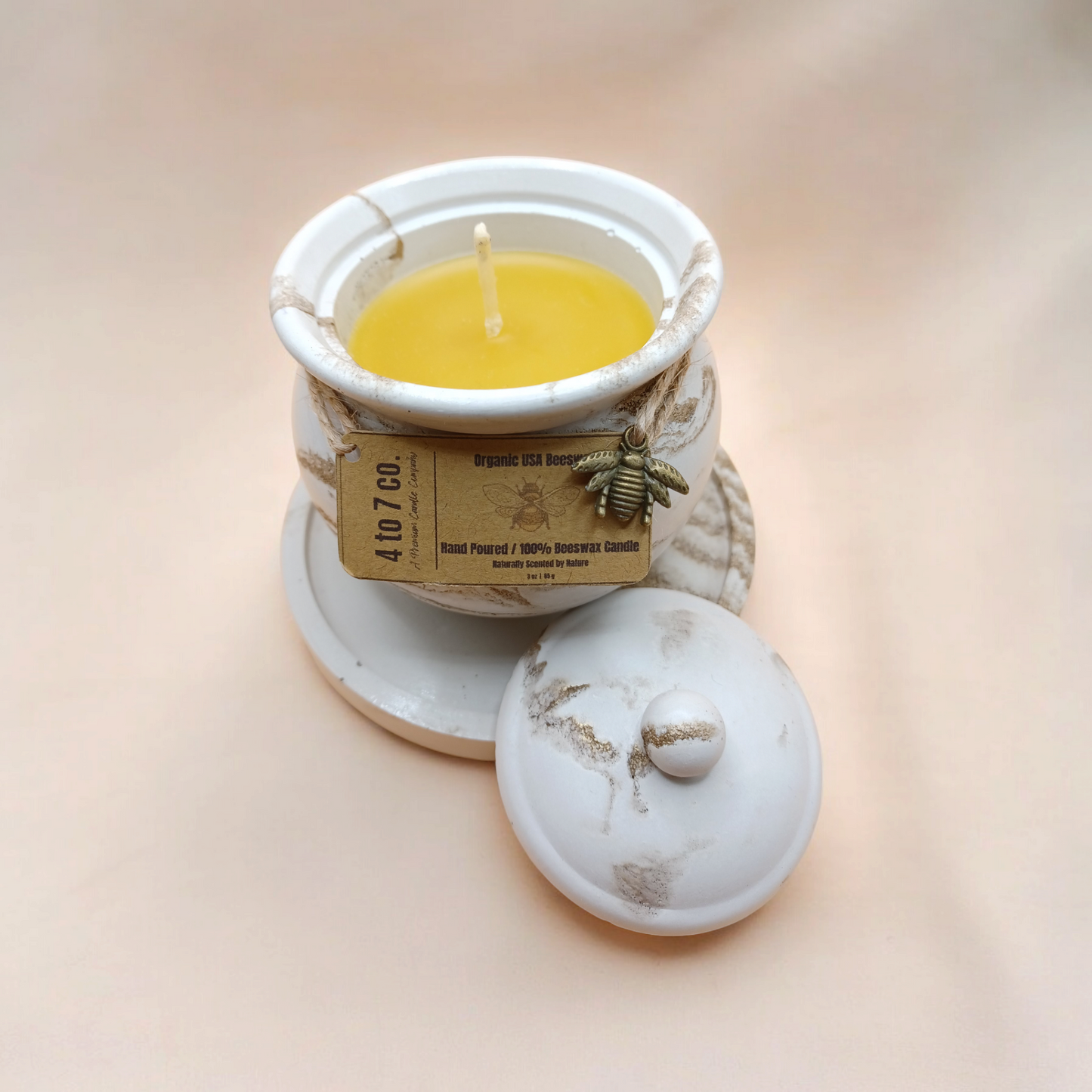 White Jar-USA Organic Beeswax 3 oz., Candle Set