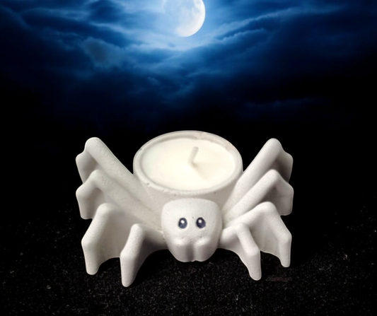 Handmade Cement Little White Spider Candle