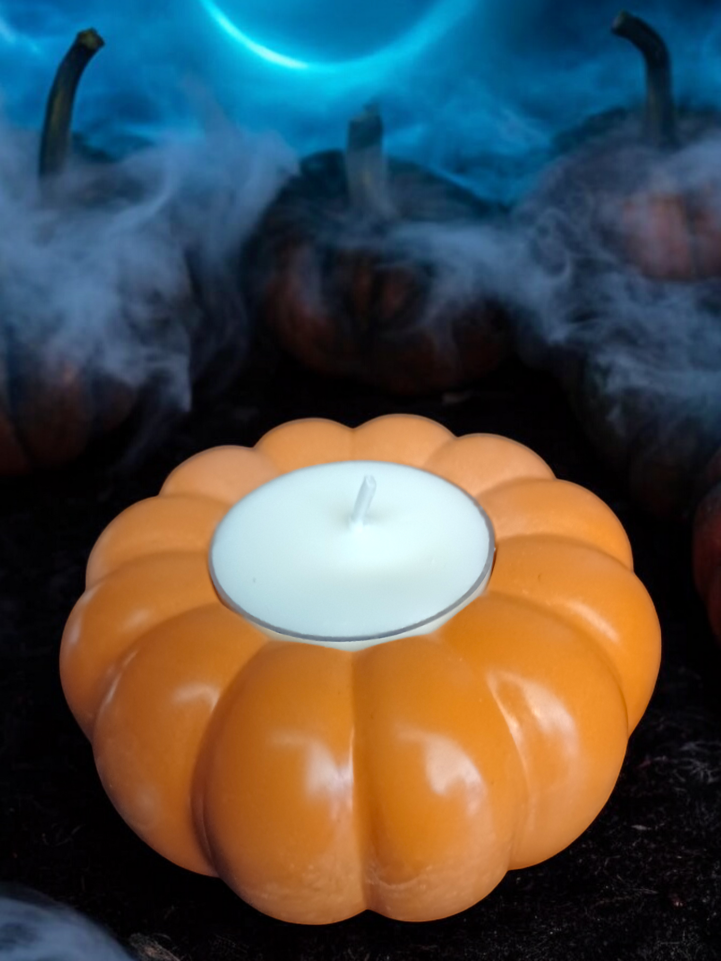 Handmade Cement Pumpkin Tealight Holder (White)